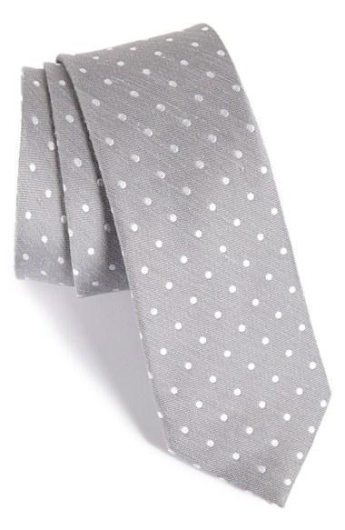 Men's The Tie Bar Dot Silk & Linen Tie, Size - Metallic