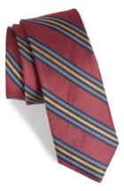 Men's The Tie Bar Rangel Stripe Silk & Linen Tie, Size - Burgundy