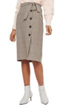 Women's Topshop Button Through Check Pencil Skirt Us (fits Like 0) - Brown