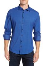 Men's Stone Rose Trim Fit Honeycomb Print Knit Sport Shirt