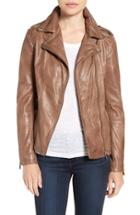 Women's Lamarque Terri Lambskin Leather Moto Jacket - Beige