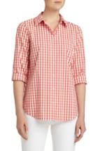 Women's Lafayette 148 New York Paget Gingham Blouse, Size - Red