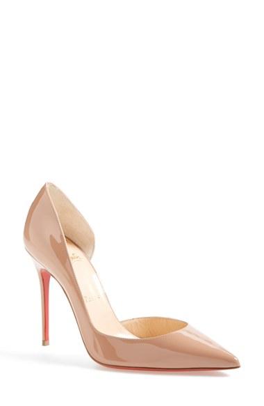 Women's Christian Louboutin 'iriza' Pointy Toe Half D'orsay Pump Us / 38eu - Beige