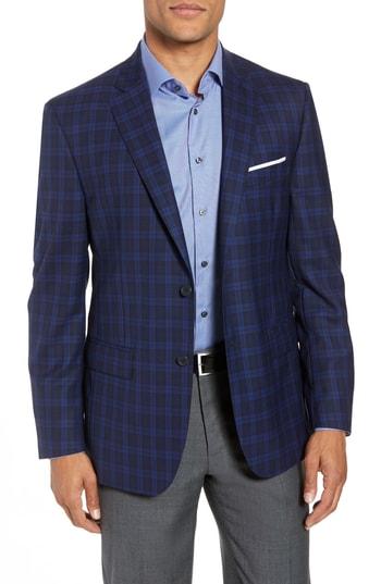 Men's John W. Nordstrom Traditional Fit Plaid Wool Sport Coat S - Blue