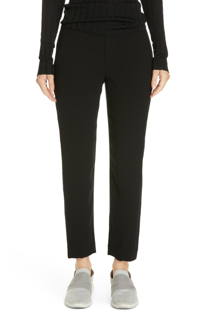 Women's Vince Satin Stripe Ankle Pants - Black