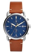 Men's Fossil The Commuter Chronograph Leather Strap Watch, 42mm