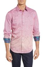 Men's Robert Graham Morseby Stripe Sport Shirt, Size - Red