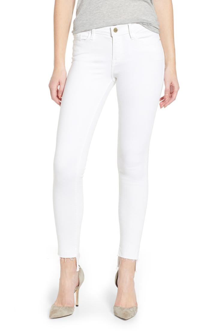 Women's Frame Le Skinny De Jeanne Raw Stagger Hem Jeans - White