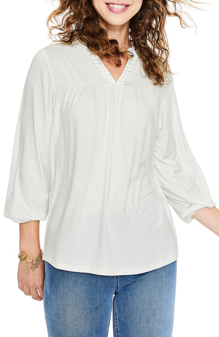 Women's Boden Bea Jersey Peasant Top - Ivory