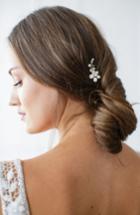 Brides & Hairpins Nahla Pearl & Crystal Flower Pin, Size - Metallic