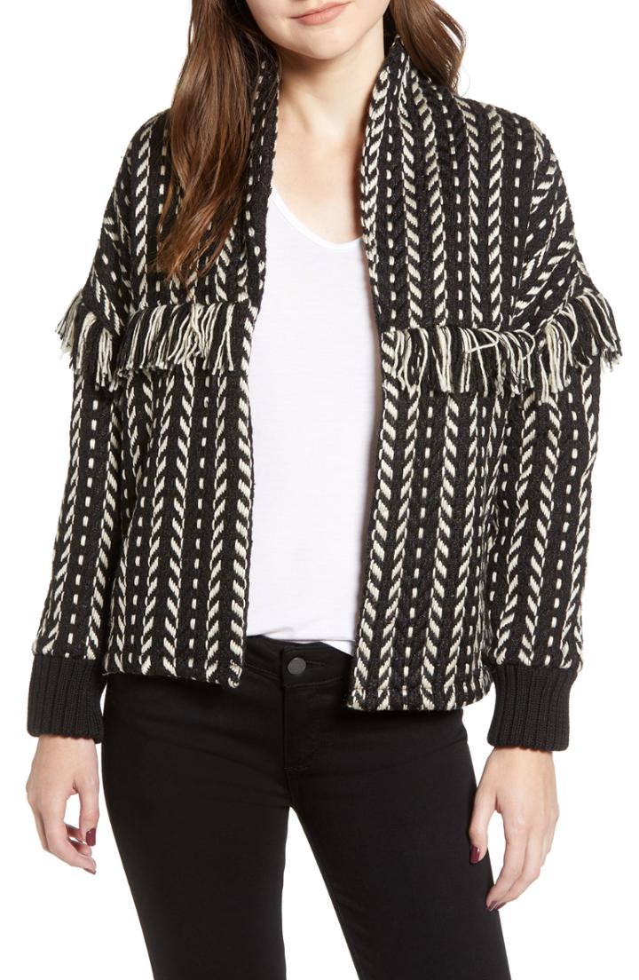 Women's Cupcakes And Cashmere Genesis Textured Fringe Jacket
