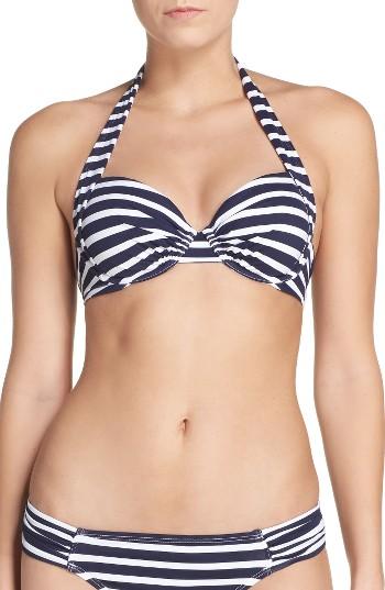 Women's Tommy Bahama Stripe Underwire Bikini Top B - Blue
