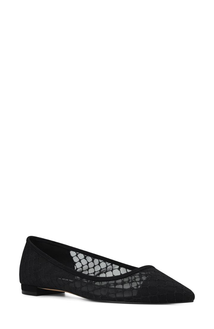 Women's Nine West Alicea Sheer Skimmer Flat M - Black