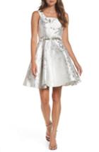 Women's Mac Duggal Embellished Metallic Fit & Flare Dress