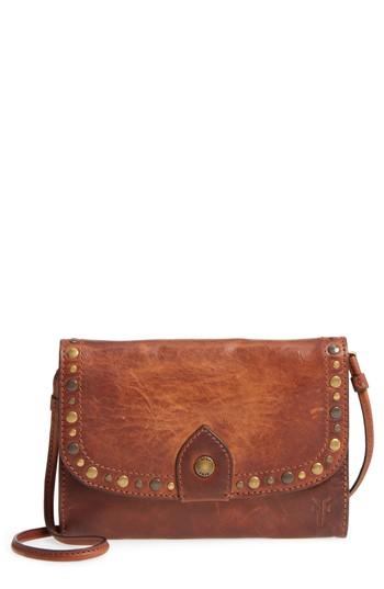 Women's Frye Melissa Western Calfskin Leather Crossbody Wallet - Brown