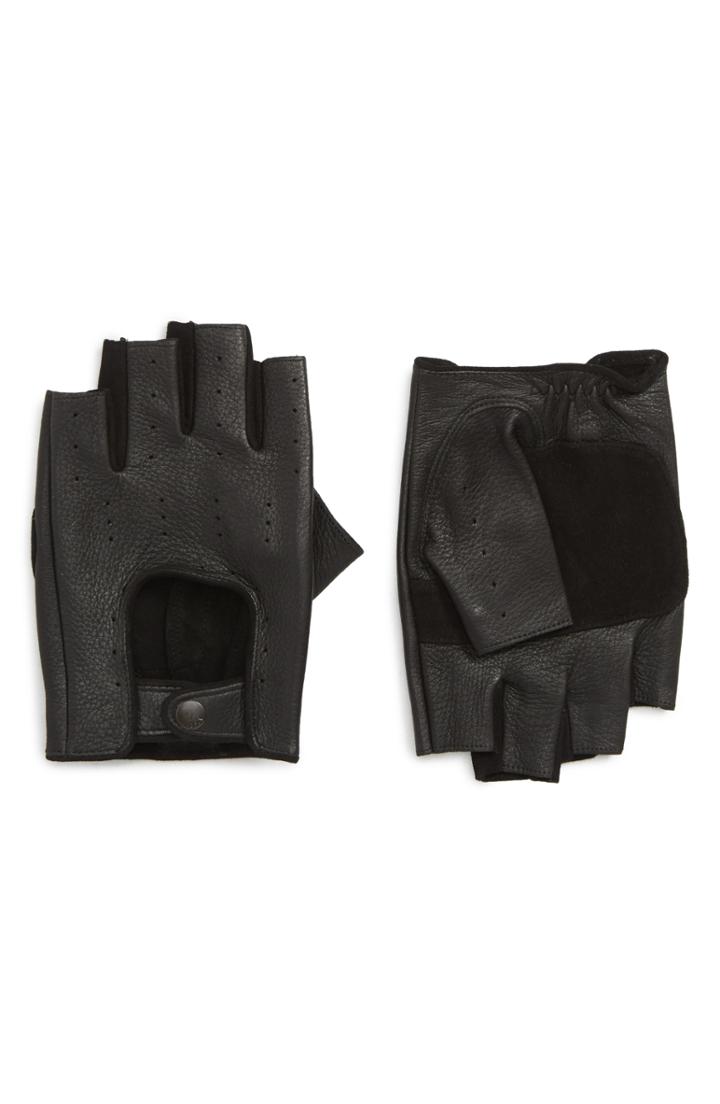 Men's John Varvatos Star Usa Unlined Fingerless Leather Gloves - Black