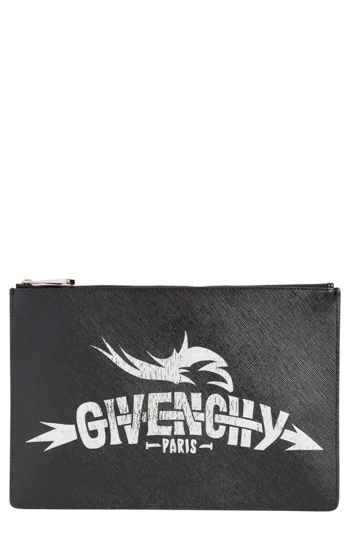 Givenchy Medium Icon Faux Leather Print Pouch - Black