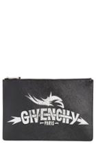 Givenchy Medium Icon Faux Leather Print Pouch - Black
