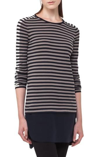 Women's Akris Punto Multicolor Stripe Stretch Wool Pullover - Blue