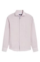 Men's Stone Rose Trim Fit Geo Print Linen Blend Sport Shirt (l) - Pink