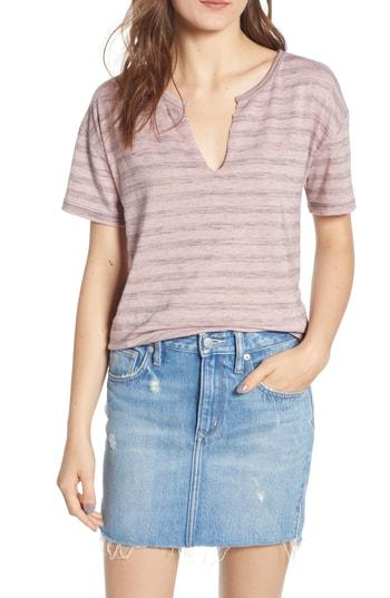 Women's Socialite Stripe Split Neck Tee - Pink