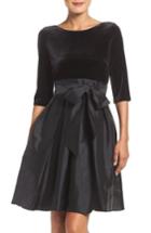 Women's Adrianna Papell Velvet & Taffeta Fit & Flare Dress - Black
