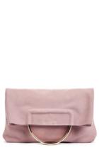 Sole Society Suede Foldover Clutch - Pink