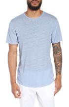 Men's Vince Raw Hem Linen & Cotton T-shirt, Size - Blue