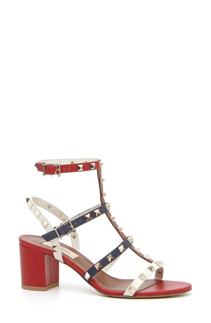 Women's Valentino Garavani Rockstud Block Heel Sandal Us / 35eu - Red
