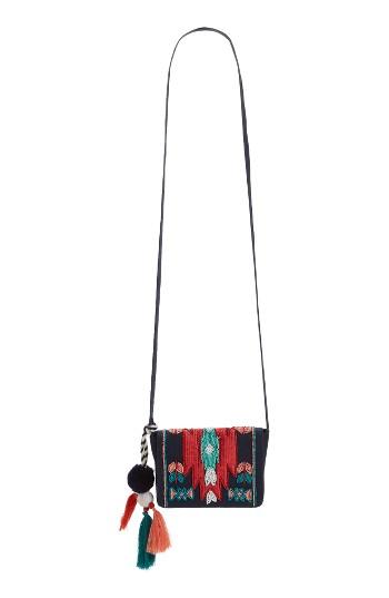 Steven By Steve Madden Jpaisley Tassel Pom Crossbody - Blue