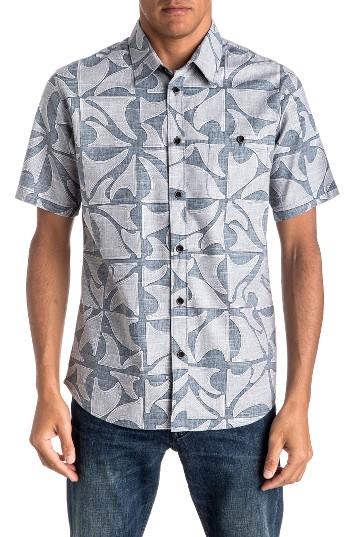 Men's Quiksilver Waterman Collection Finisteria Regular Fit Print Sport Shirt - Grey
