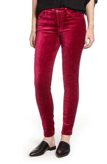 Women's Jen7 Velvet Ankle Skinny High Waist Pants - Pink