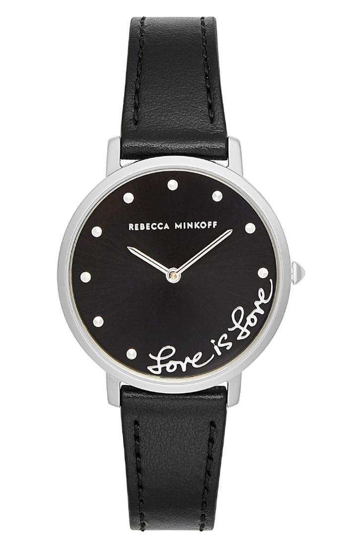 Women's Rebecca Minkoff Major Love Leather Strap Watch, 35mm