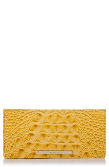 Women's Brahmin 'ady' Croc Embossed Continental Wallet - Yellow