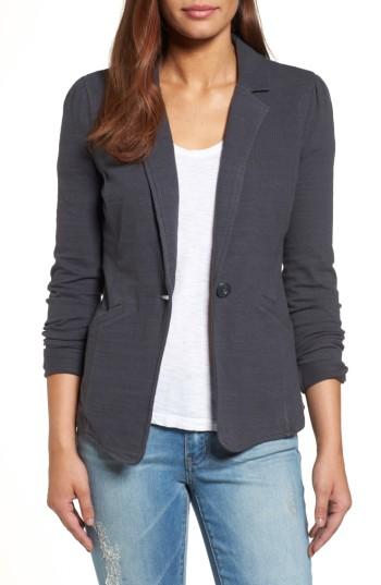 Petite Women's Caslon Knit One-button Blazer - Grey