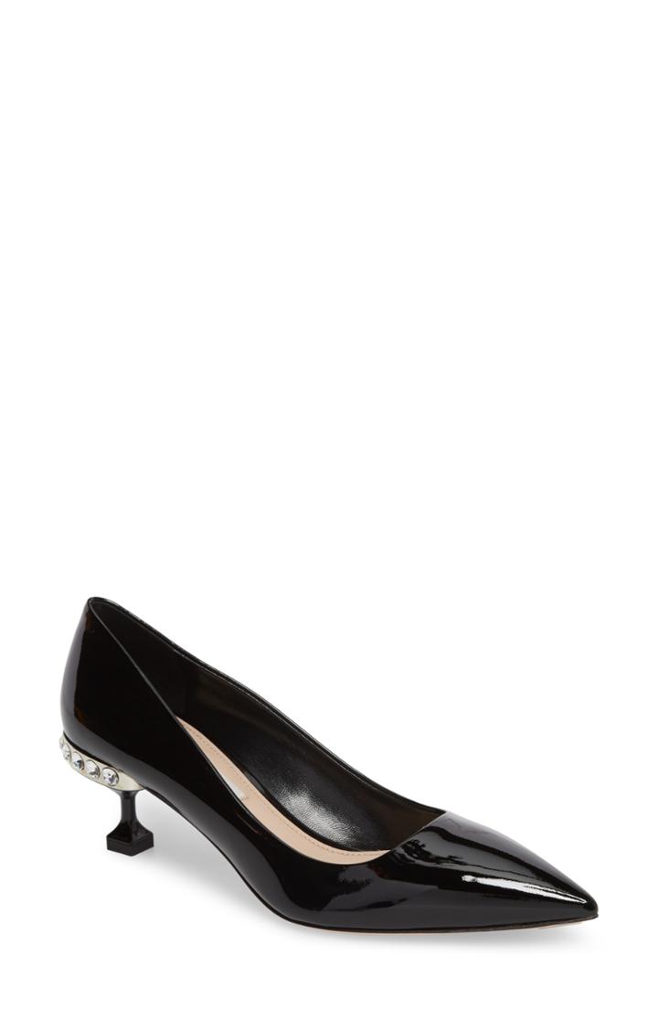 Women's Miu Miu Crystal Heel Pump Us / 36eu - Black