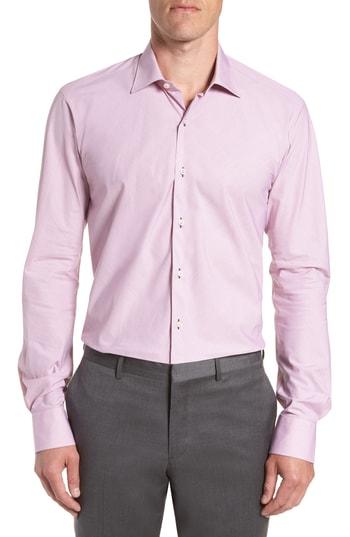 Men's Ike Behar Regular Fit Check Dress Shirt .5 32/33 - Pink