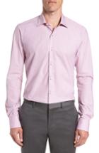 Men's Ike Behar Regular Fit Check Dress Shirt .5 32/33 - Pink