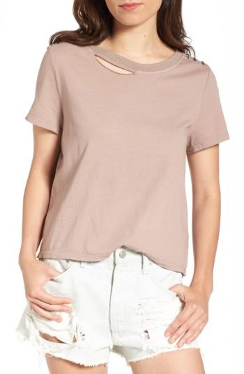 Women's Bp. Studded Ripped Baby Tee, Size - Pink