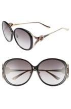 Women's Gucci 60mm Round Sunglasses - Black