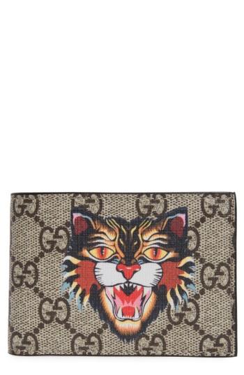 Men's Gucci Bestiary Cat Wallet - Black