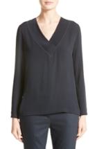 Women's Fabiana Filippi Embellished Stretch Silk Blouse Us / 42 It - Blue