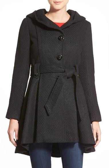Women's Steve Madden Belted Hooded Skirted Coat