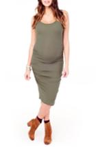 Women's Ingrid & Isabel Shirred Midi Maternity Tank Dress - Green