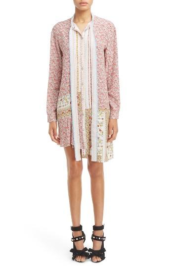 Women's N?21 Tie Neck Print Silk Shirtdress