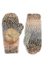 Women's Shiraleah Mia Mittens With Genuine Rabbit Fur Pompoms -