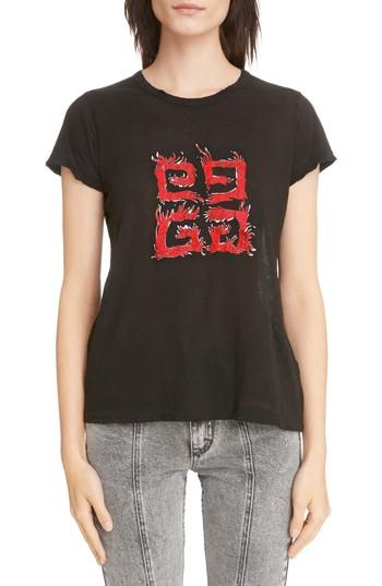 Women's Givenchy Fire Logo Distressed Tee