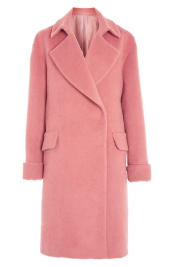 Women's Topshop Wool & Mohair Blend Longline Peacoat - Pink
