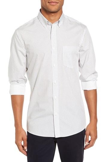 Men's Nordstrom Men's Shop Trim Fit Non-iron Circle Print Sport Shirt, Size - Ivory