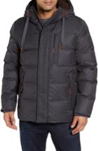 Men's Andrew Marc Groton Slim Down Jacket With Faux Shearling Lining, Size - Grey
